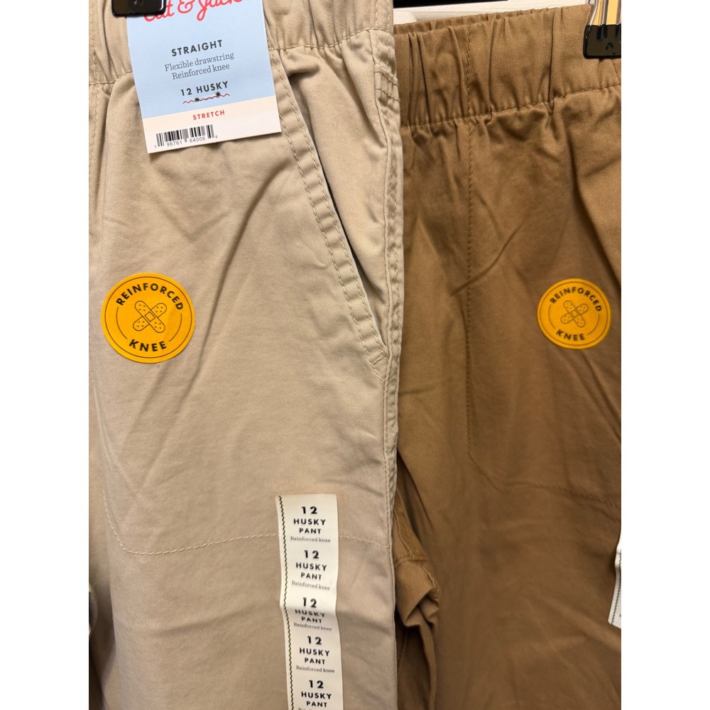 Cat & Jack Boys 2 Pack 12 Husky Straight Fit Reinforced Knee Pants Beige Brown